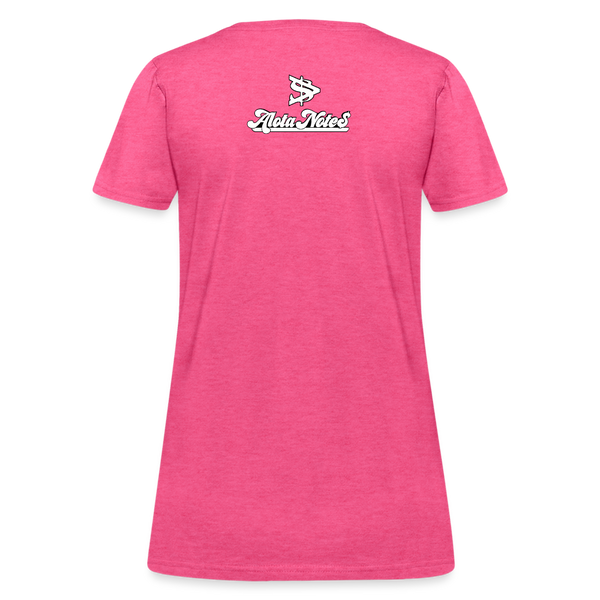 Alota Note$ White Lettermark x Icon/Wordmark Women's T-Shirt - heather pink