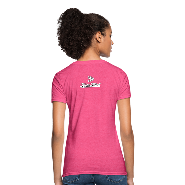 Alota Note$ White Lettermark x Icon/Wordmark Women's T-Shirt - heather pink