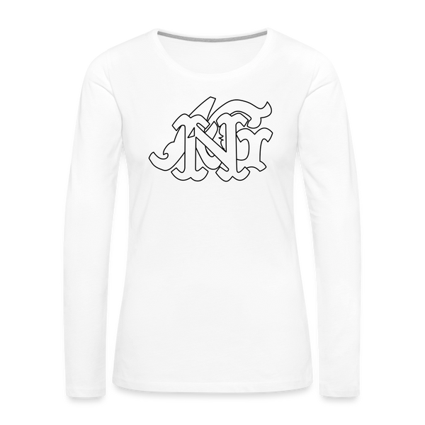 Alota Note$ Garmentry Monogram Women's Premium Long Sleeve T-Shirt - white