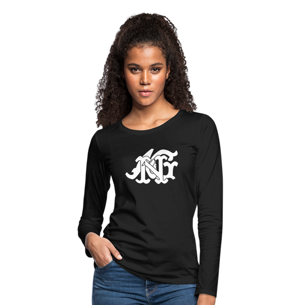 Alota Note$ Garmentry Monogram Women's Premium Long Sleeve T-Shirt - black