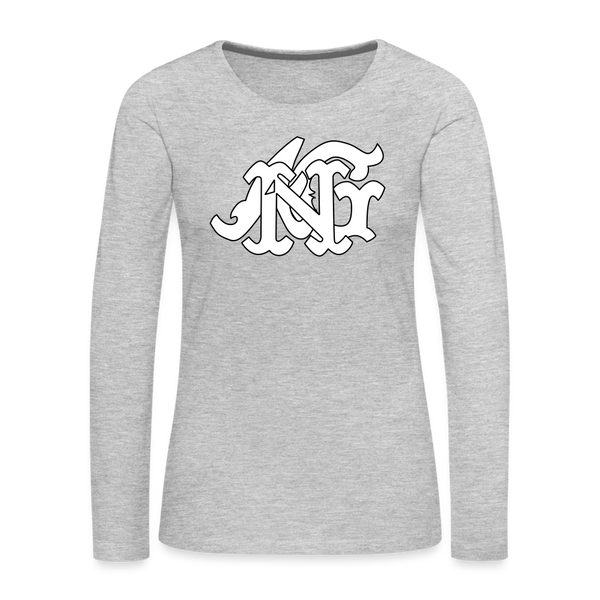 Alota Note$ Garmentry Monogram Women's Premium Long Sleeve T-Shirt - heather gray