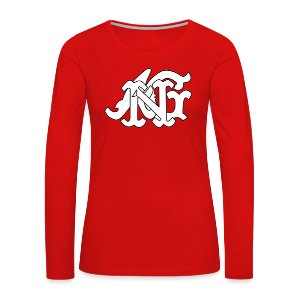 Alota Note$ Garmentry Monogram Women's Premium Long Sleeve T-Shirt - red