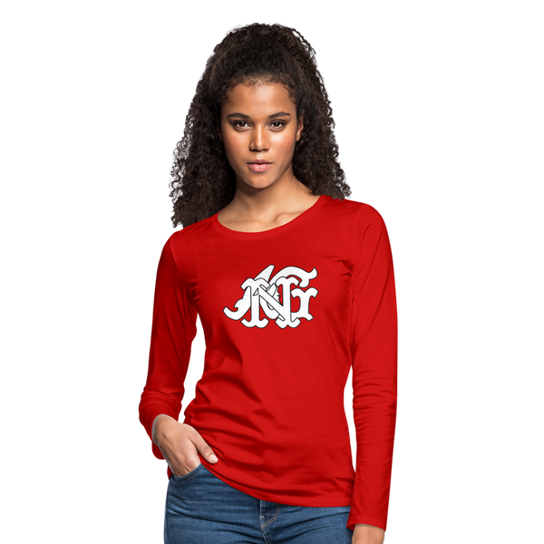 Alota Note$ Garmentry Monogram Women's Premium Long Sleeve T-Shirt - red