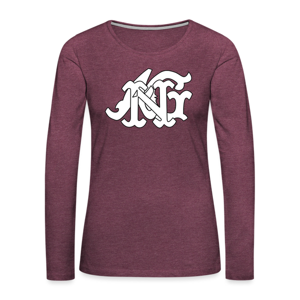 Alota Note$ Garmentry Monogram Women's Premium Long Sleeve T-Shirt - heather burgundy