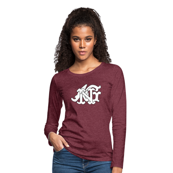 Alota Note$ Garmentry Monogram Women's Premium Long Sleeve T-Shirt - heather burgundy