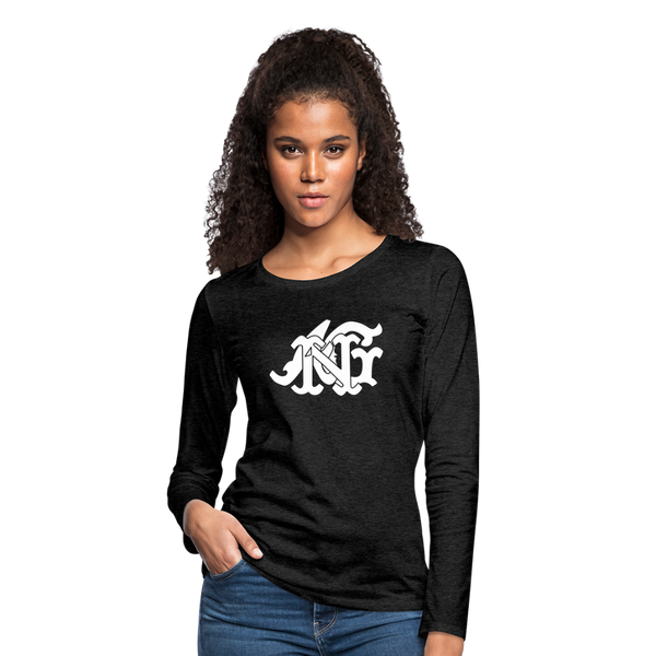 Alota Note$ Garmentry Monogram Women's Premium Long Sleeve T-Shirt - charcoal grey