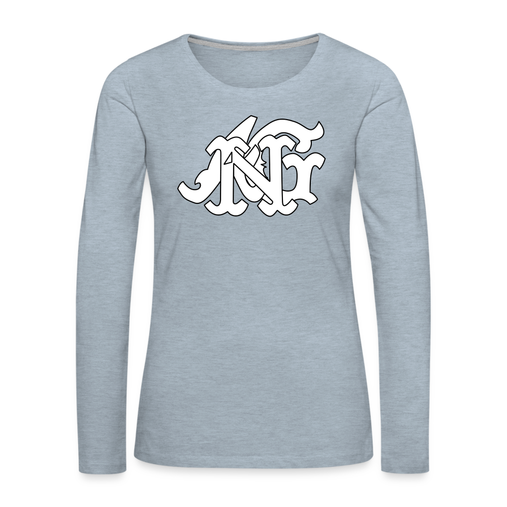 Alota Note$ Garmentry Monogram Women's Premium Long Sleeve T-Shirt - heather ice blue