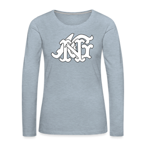 Alota Note$ Garmentry Monogram Women's Premium Long Sleeve T-Shirt - heather ice blue