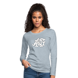 Alota Note$ Garmentry Monogram Women's Premium Long Sleeve T-Shirt - heather ice blue