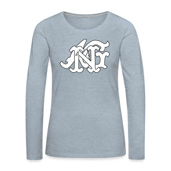 Alota Note$ Garmentry Monogram Women's Premium Long Sleeve T-Shirt - heather ice blue