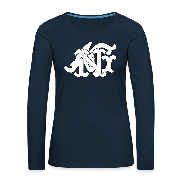 Alota Note$ Garmentry Monogram Women's Premium Long Sleeve T-Shirt - deep navy