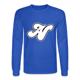 Alota Note$ White Lettermark x Icon/Wordmark Men's Long Sleeve T-Shirt - royal blue