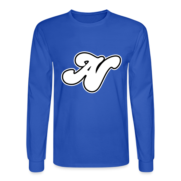 Alota Note$ White Lettermark x Icon/Wordmark Men's Long Sleeve T-Shirt - royal blue