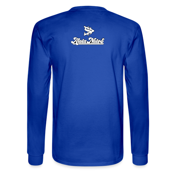 Alota Note$ White Lettermark x Icon/Wordmark Men's Long Sleeve T-Shirt - royal blue