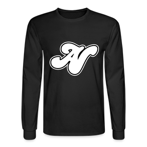 Alota Note$ White Lettermark x Icon/Wordmark Men's Long Sleeve T-Shirt - black