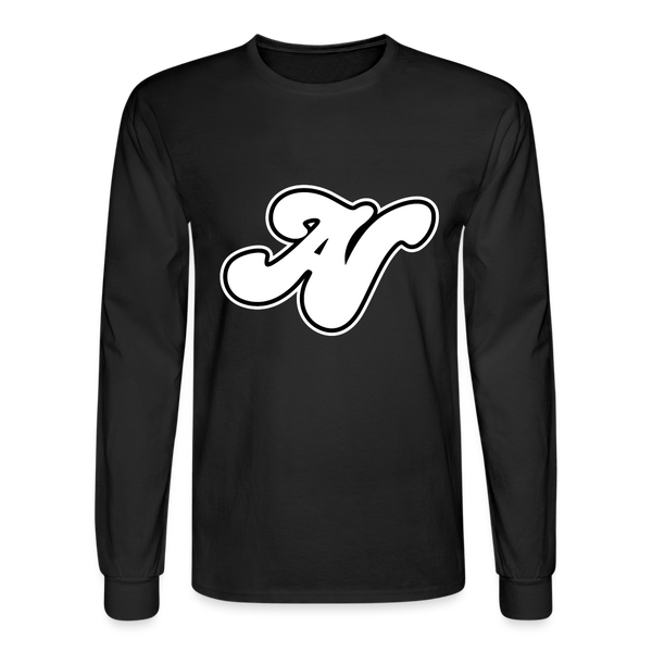 Alota Note$ White Lettermark x Icon/Wordmark Men's Long Sleeve T-Shirt - black