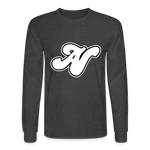 Alota Note$ White Lettermark x Icon/Wordmark Men's Long Sleeve T-Shirt - heather black