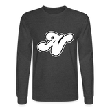 Alota Note$ White Lettermark x Icon/Wordmark Men's Long Sleeve T-Shirt - heather black