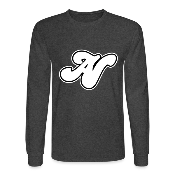 Alota Note$ White Lettermark x Icon/Wordmark Men's Long Sleeve T-Shirt - heather black