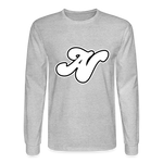 Alota Note$ White Lettermark x Icon/Wordmark Men's Long Sleeve T-Shirt - heather gray