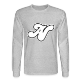 Alota Note$ White Lettermark x Icon/Wordmark Men's Long Sleeve T-Shirt - heather gray