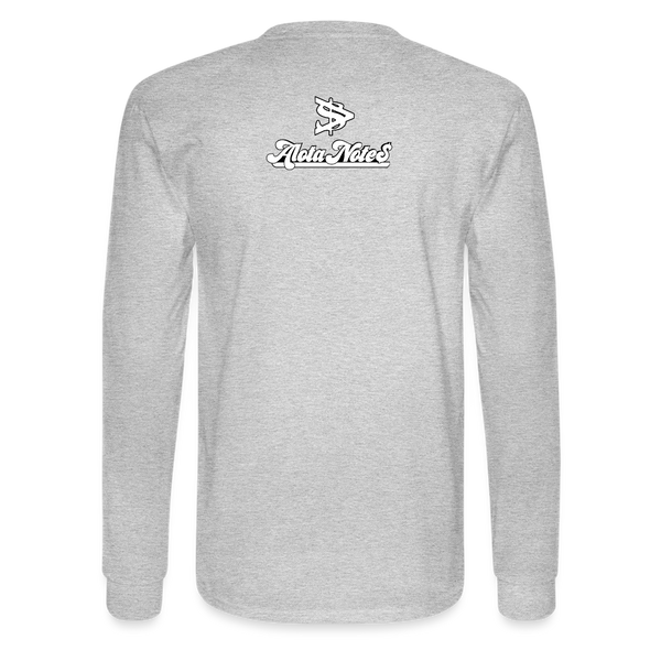 Alota Note$ White Lettermark x Icon/Wordmark Men's Long Sleeve T-Shirt - heather gray