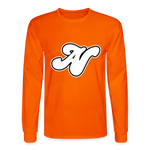 Alota Note$ White Lettermark x Icon/Wordmark Men's Long Sleeve T-Shirt - orange