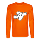 Alota Note$ White Lettermark x Icon/Wordmark Men's Long Sleeve T-Shirt - orange