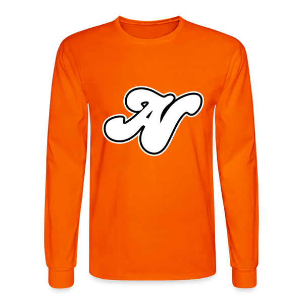 Alota Note$ White Lettermark x Icon/Wordmark Men's Long Sleeve T-Shirt - orange