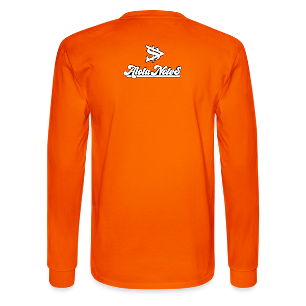 Alota Note$ White Lettermark x Icon/Wordmark Men's Long Sleeve T-Shirt - orange