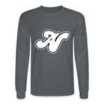 Alota Note$ White Lettermark x Icon/Wordmark Men's Long Sleeve T-Shirt - charcoal