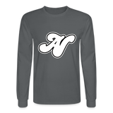 Alota Note$ White Lettermark x Icon/Wordmark Men's Long Sleeve T-Shirt - charcoal