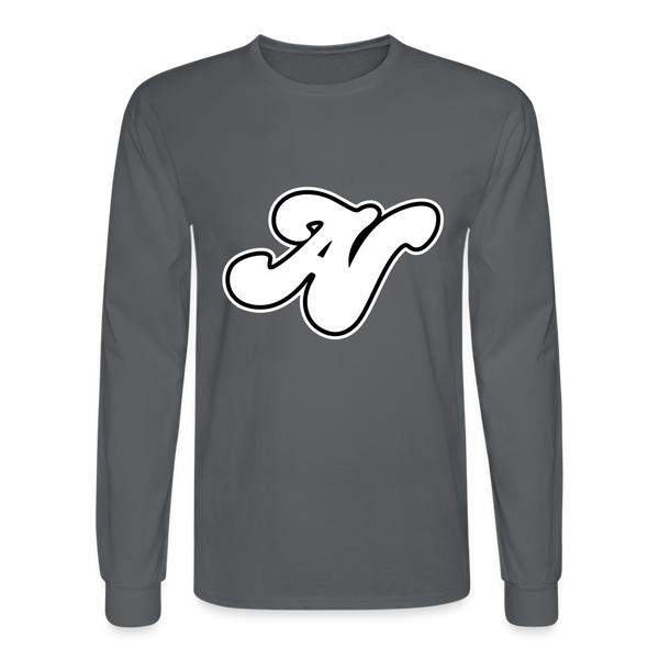 Alota Note$ White Lettermark x Icon/Wordmark Men's Long Sleeve T-Shirt - charcoal