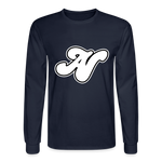 Alota Note$ White Lettermark x Icon/Wordmark Men's Long Sleeve T-Shirt - navy