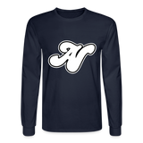 Alota Note$ White Lettermark x Icon/Wordmark Men's Long Sleeve T-Shirt - navy