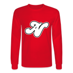 Alota Note$ White Lettermark x Icon/Wordmark Men's Long Sleeve T-Shirt - red