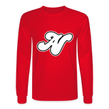 Alota Note$ White Lettermark x Icon/Wordmark Men's Long Sleeve T-Shirt - red