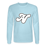 Alota Note$ White Lettermark x Icon/Wordmark Men's Long Sleeve T-Shirt - powder blue