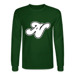 Alota Note$ White Lettermark x Icon/Wordmark Men's Long Sleeve T-Shirt - forest green