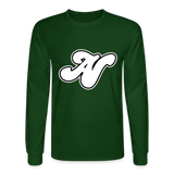 Alota Note$ White Lettermark x Icon/Wordmark Men's Long Sleeve T-Shirt - forest green