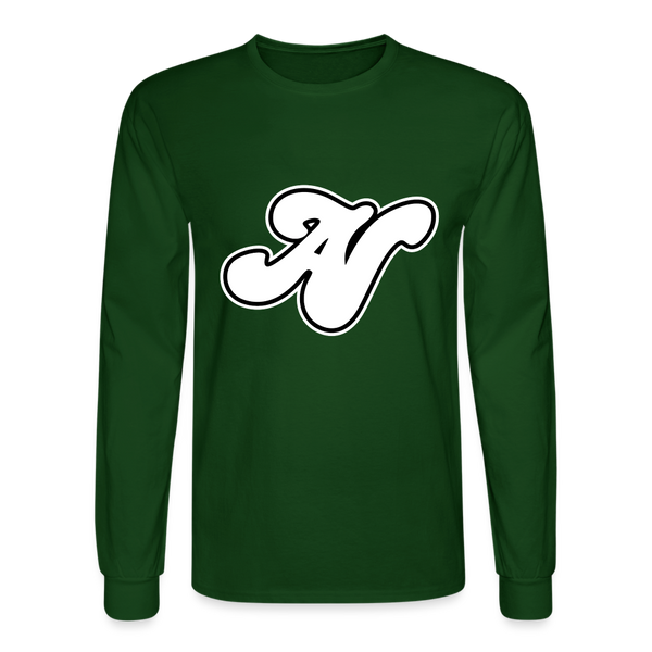 Alota Note$ White Lettermark x Icon/Wordmark Men's Long Sleeve T-Shirt - forest green