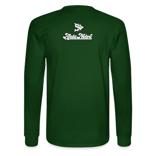 Alota Note$ White Lettermark x Icon/Wordmark Men's Long Sleeve T-Shirt - forest green