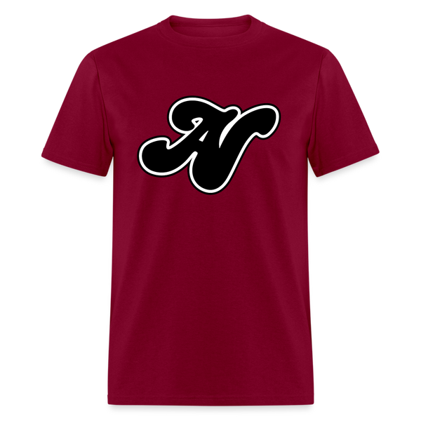 Alota Note$ Black Lettermark Unisex Classic T-Shirt - burgundy