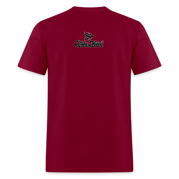 Alota Note$ Black Lettermark Unisex Classic T-Shirt - burgundy