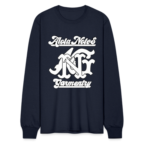 Alota Note$ Garmentry Monogram Men's Long Sleeve T-Shirt - navy