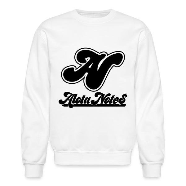 Alota Note$ Blk Lettermark/Wordmark + Icon/Monogram Unisex Crewneck Sweatshirt - white