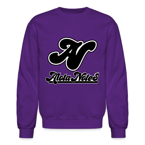 Alota Note$ Blk Lettermark/Wordmark + Icon/Monogram Unisex Crewneck Sweatshirt - purple