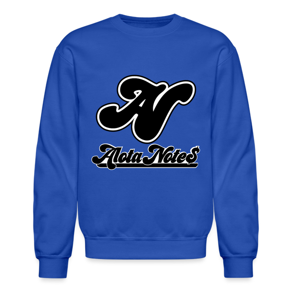 Alota Note$ Blk Lettermark/Wordmark + Icon/Monogram Unisex Crewneck Sweatshirt - royal blue