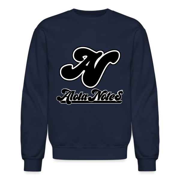 Alota Note$ Blk Lettermark/Wordmark + Icon/Monogram Unisex Crewneck Sweatshirt - navy