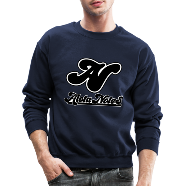 Alota Note$ Blk Lettermark/Wordmark + Icon/Monogram Unisex Crewneck Sweatshirt - navy